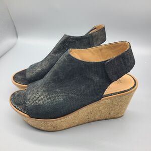 Johnston And Murphy Womens Sandals Jade Ankle Strap Cork Wedge Heel Sz 6.5 New